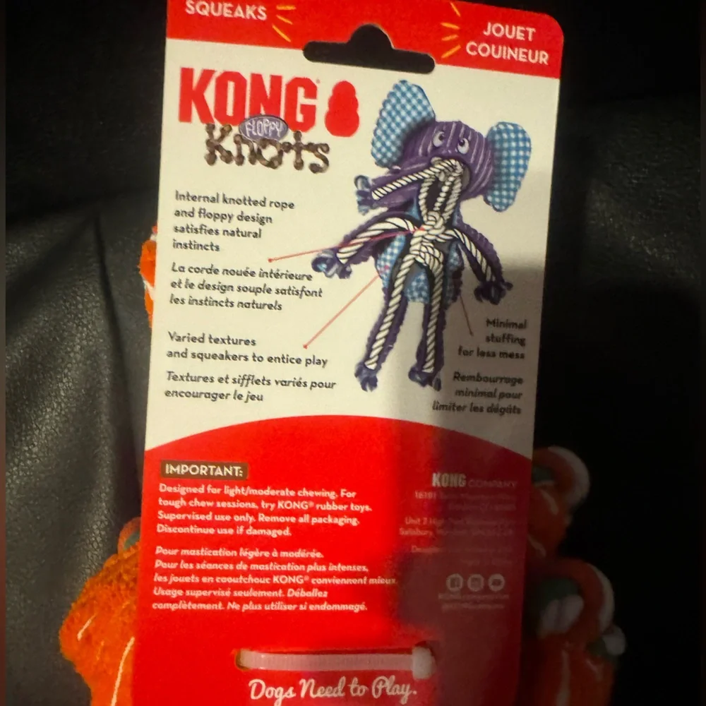 Kong knots L fox dog toy NEW